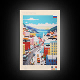 Murmansk Russia Travel Poster Framed Canvas Print, Midcentury Modern Art, Pop Art Wall Decor, Scenic Wall Art, Living Room Decoration, Office Art