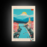 Nikšić Montenegro Travel Poster Framed Canvas Print, Midcentury Modern Art, Pop Art Wall Decor, Home Decor, Vacation Gift, Bedroom Art