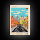 Orenburg Russia Travel Poster Framed Canvas Print, Midcentury Modern Art, Pop Art Wall Decor, Scenic Living Room Art, Bedroom Decor