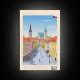 Pardubice Czech Republic Travel Poster Framed Canvas Print, Midcentury Modern Art, Pop Art Wall Decor, Home Decor, Vacation Gift, Bedroom Art