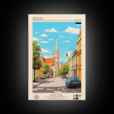 Pärnu Estonia Travel Poster Framed Canvas Print, Midcentury Modern Art, Pop Art Wall Decor, Scenic Wall Art, Bedroom Decoration