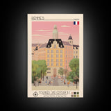 Rennes France Travel Poster Framed Canvas Print, Midcentury Modern Art, Pop Art Wall Decor, Scenic Wall Art, Living Room Decoration, Office Gift