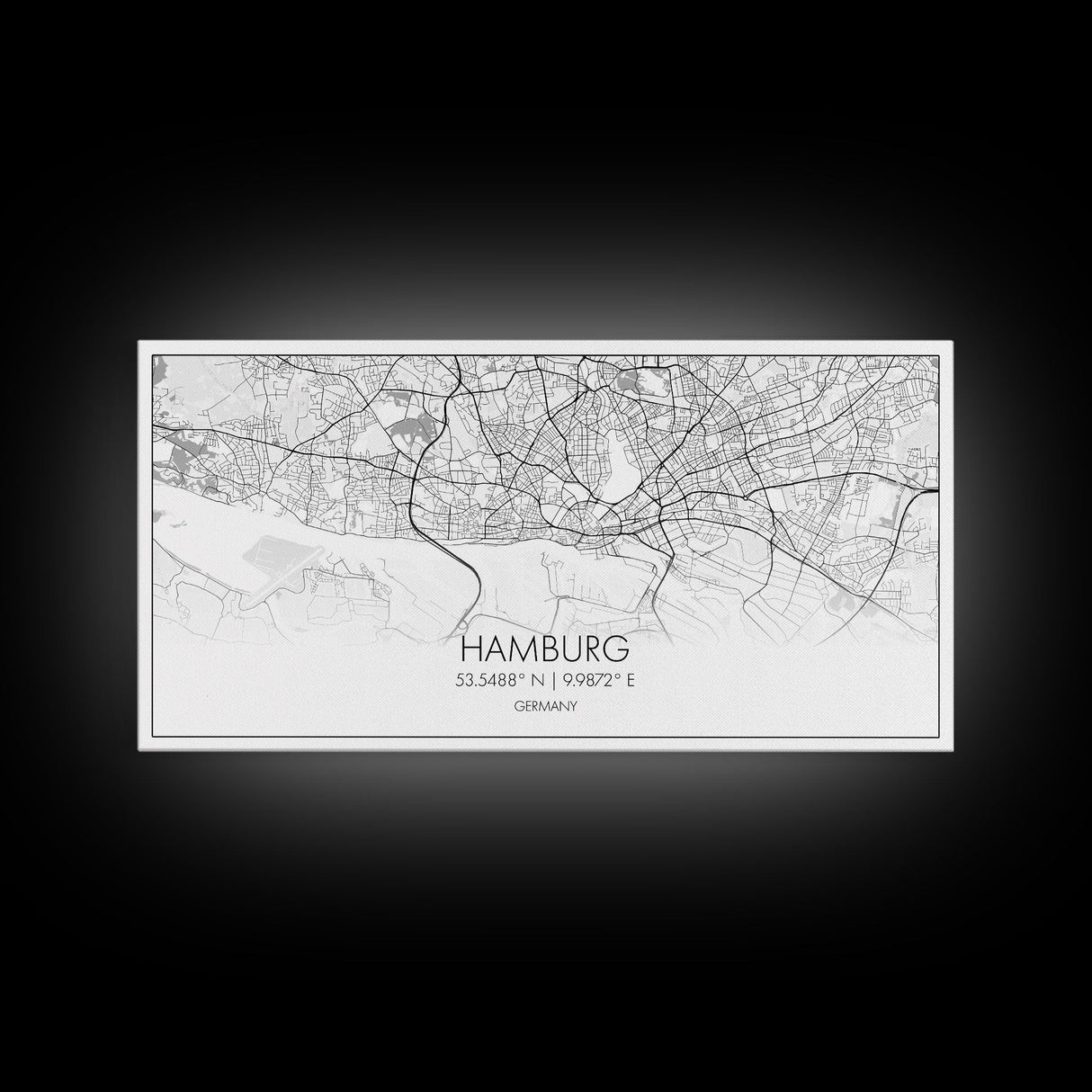 Hamburg City Map, Germany Map, Map Art, Minimalist Art, Wall Art, Canvas Art, Europe Wall Art, Gifts For Dad, Office Wall Art, Unique Art