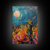 Halloween Ghostly Specter in Enchanted Forest Framed Canvas Print, Spooky Wall Art, Home Decor, Witch's Lair, Gift Idea, Midnight Haunt