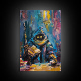 Halloween Creepy Wizard Reading Spells Framed Canvas Print, Spooky Wall Art, Home Decor, Occult Decor, Gift Idea, Dark Magic