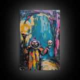 Halloween Ghostly Figure with Lantern Framed Canvas Print, Spooky Wall Art, Home Decor, Haunted Decor, Gift Idea, Night Haunt
