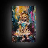 Halloween Ghost Eating Cake, Framed Canvas Print, Wall Art, Spooky Decor, Halloween Decoration, Living Room Art, Unique Gift