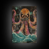 Halloween Nightmarish Werewolf in the Forest Framed Canvas Print, Wall Art, Living Room Decor, Halloween Decoration, Scary Art, Haunted Art