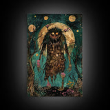 Halloween Creepy Sea Monster Framed Canvas Print, Wall Art, Living Room Decor, Halloween Decoration, Scary Creature Art, Haunted House Decor