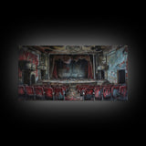 Creepy Abandoned Theater, Framed Canvas Print, Macabre Theatre, Dark Academia, Halloween Decor, Spooky Seasonal Wall Art