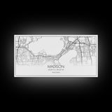Madison City Map, Wisconsin Map, Map Art, Modern Art, Wall Art, Canvas Art, Unique Gifts, Large Wall Art, College Décor, Room Décor, Prints