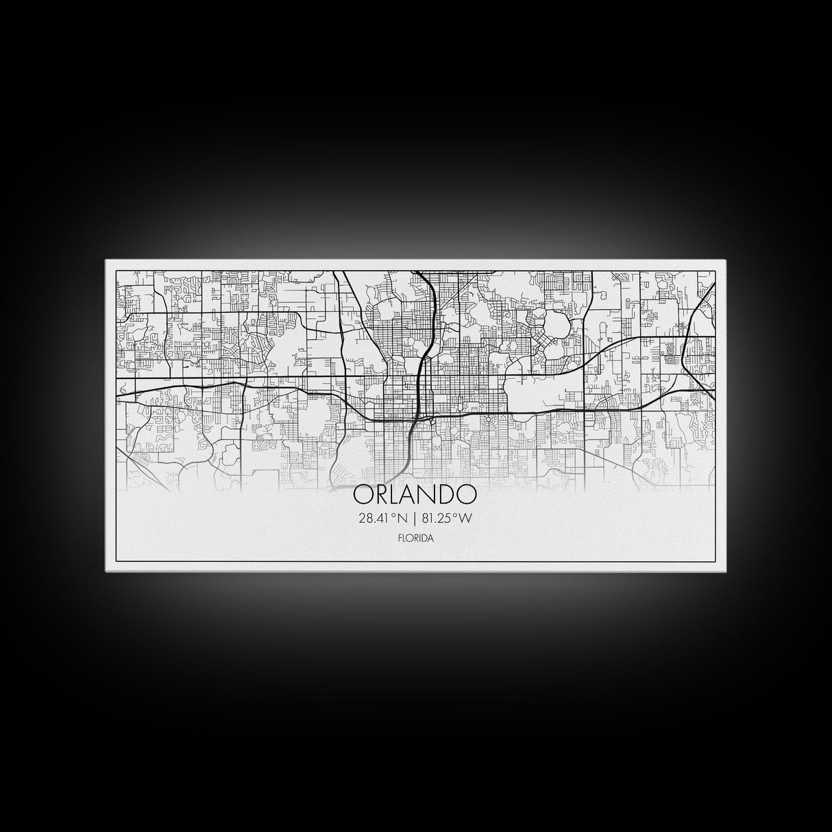 Orlando City Map, Florida Art, Map Print, Minimalist Wall Art, Wall Art, Canvas Art, New Homeowner Gift, Gaming Wall Décor, Wall Hanging
