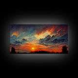 Mountain Sunset Oil Painting On Canvas, Canvas Print, Ready to hang gallery wrapped nature canvas print