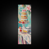 Cake Wall Art Framed and Printed on Canvas, Wall Art for Kitchen or Bakery, Food Art Print, Tall and Narrow Colorful Art for Kitchen