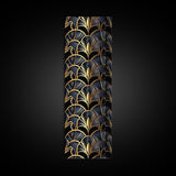Gold Art Deco Pattern on Black Background - Framed Canvas Print, Midcentury Modern Art, Skinny Art, Tall Art, Living Room Wall Decor, Minimalist Art