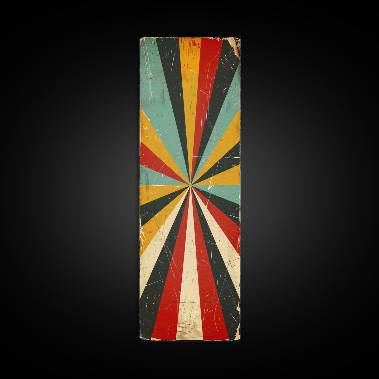 Retro MCM Style Starburst, Trippy Decor, Grunge Decor, Distressed Wall Art