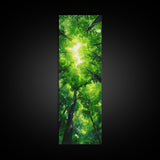 Lush Green Forest Canopy View as Tall Skinny Art Framed Canvas Print for Relaxing Wall Decor in Homes or Offices