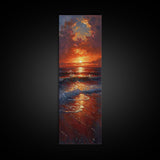 Reflective Lake Sunset Peaceful Nature Scene Farmhouse Bedroom Art Framed Canvas Print Tall Art Japanese Style Art
