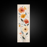 Delicate Poppy Flowers Skinny Art Tall Art Japanese Ukiyo-e Inspired Floral Print Framed Canvas Wall Art