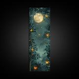 Full Moon And Butterflies In A Night Forest Japanese Style Framed Canvas Print, Wall Art Ready To Hang For Your Home
