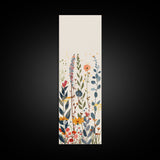 Colorful Wildflowers Whimsical Arrangement Set Against Light Background Tall Framed Canvas Print Brightening Any Space