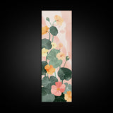 Bright And Colorful Nasturtium Flowers Ukiyo-e Style Tall Skinny Wood Block Japanese Art Framed Canvas Print