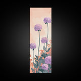 Beautiful Purple Flowers Standing Tall In Japanese Style Ukiyo-e Art Framed Canvas Print Skinny Art Tall Art