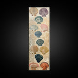 Colorful Shells On Textured Background Skinny Art Wood Block Print Japanese Style Art Framed Canvas Print Tall Art Ukiyo-e Art