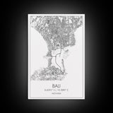 Bali Street Map, Indonesia Map, Asian City Wall Art, Travel Gift, Living Room Art, Minimalist Art, Wall Art, Canvas Print, Canvas Wall Art