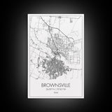 Brownsville Street Map, Texas Map, City Map Art, Modern Art, Wall Art, Canvas Print, Canvas Wall Art, Dorm Décor, Graduation Gift,