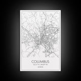 Columbus Street Map, Georgia Map, City Map Art, Minimalist Art, Wall Art, Canvas Print, Canvas Wall Art, City Wall Art, Travel Wall Print