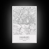 Hamburg Street Map, Germany Map, City Map Art, Minimalist Art, Wall Art, Canvas Print, Travel Wall Print, Gift For Traveler, Unique Art