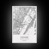 Newark Street Map, New Jersey Map, City Map Art, Modern Art, Wall Art, Canvas Print, Living Room Art, Best Friends Gift, Travel Art