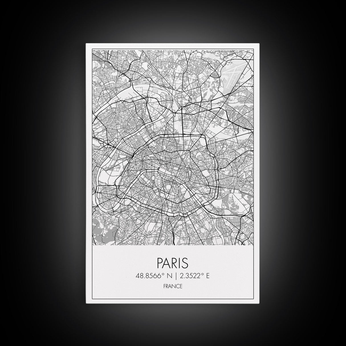 Paris Street Map, France Map, Europe City Map Art, Minimalist Art, Wall Art, Canvas Print, Bedroom Art, Gift For Traveler, Travel Wall Print