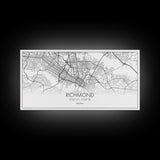 Richmond City Map, Virginia Art, Map Print, Minimalist Wall Art, Wall Art, Canvas Art, Best Gifts For Him, Wall Décor Prints, Horizontal Art
