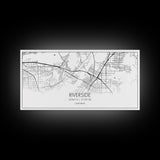 Riverside City Map, California Art, Map Print, Minimalist Wall Art, Wall Art, Canvas Art, Dorm Room Décor, Gift For Husband, Cabin Wall Art