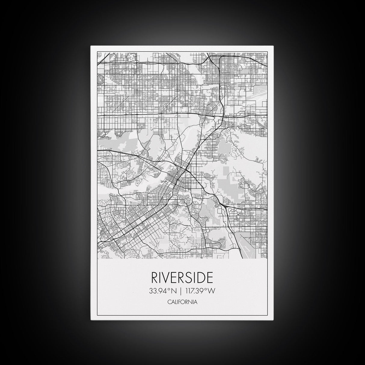 Riverside Street Map, California Map, City Map Art, Minimalist Art, Wall Art, Canvas Print, Office Wall Décor, Gifts For Dad, Travel Print