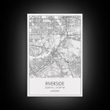 Riverside Street Map, California Map, City Map Art, Minimalist Art, Wall Art, Canvas Print, Office Wall Décor, Gifts For Dad, Travel Print