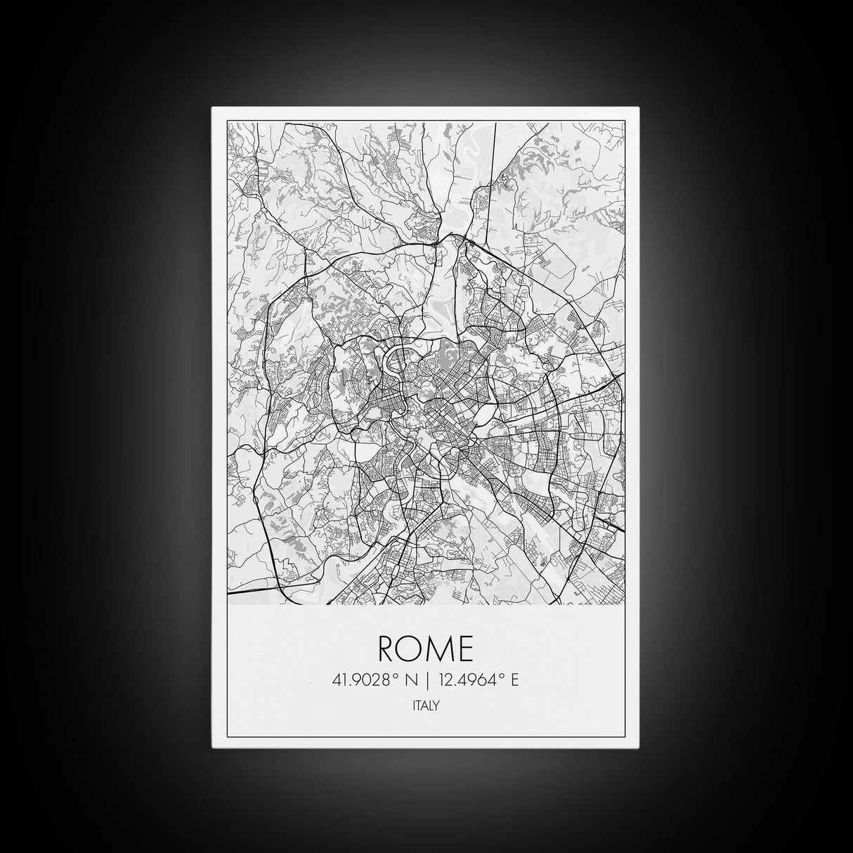 Rome Street Map, Italy Map, Europe City Map Art, Minimalist Art, Wall Art, Canvas Print, Girl Room Décor, Housewarming Gift, Travel Wall Art