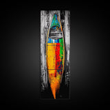 Colorful Canoe Painting Canvas Print Rustic Wall Art Nautical Decor Coastal Art Extra Wide Art Living Room Art Above Couch Art