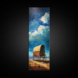 Vintage Covered Wagon Painting Framed Canvas Print, Rustic Wall Art, Farmhouse Art, Moody Art, Landscape Painting, Southwest Wall Art