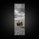 Lone Bison in Field Framed Canvas Print | Rustic Wall Art | Moody Art | Wildlife Painting | Farmhouse Decor | Southwest Wall Art | Gift Idea