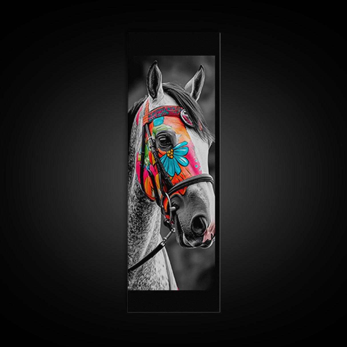 Painted Horse Portrait Framed Canvas Print | Horse Wall Art | Rustic Western Decor | Moody Art | Farmhouse Wall Art | Gift Idea
