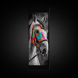 Painted Horse Portrait Framed Canvas Print | Horse Wall Art | Rustic Western Decor | Moody Art | Farmhouse Wall Art | Gift Idea