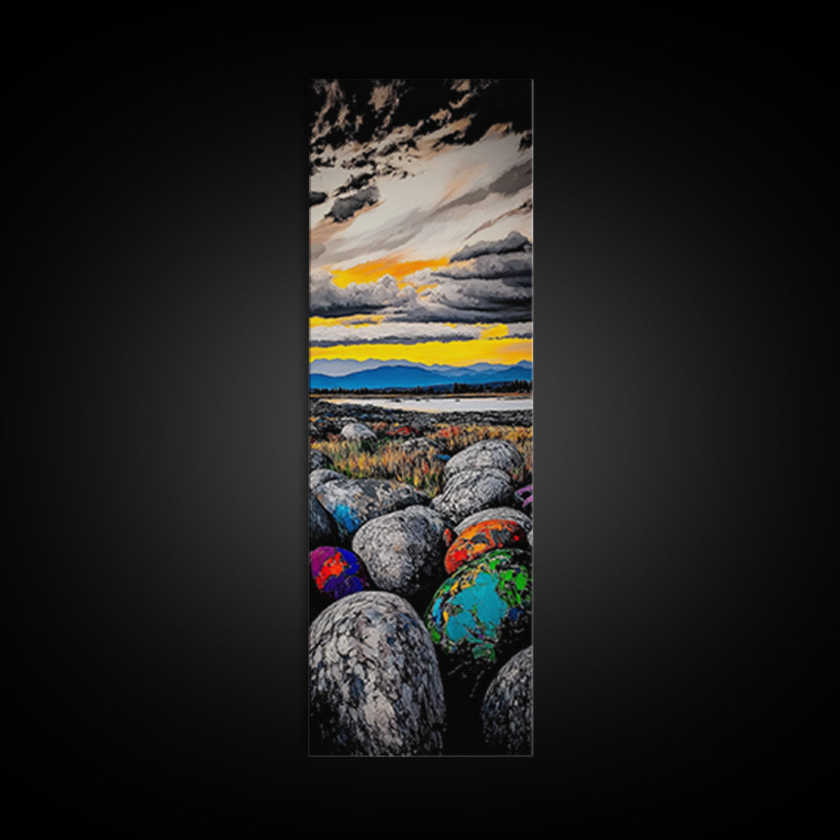 Vibrant Sunset Landscape Framed Canvas Print Joshua Tree Art Lake Tahoe Art Rustic Wall Art Southwest Wall Art Extra Wide Art