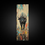 Moody Bison Canvas Print Rustic Wall Art Farmhouse Art Wabi Sabi Art Southwest Wall Art Living Room Art Vertical Wall Art