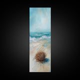Serene Beach Nest Framed Canvas Print coastal landscape art wabi sabi wall art minimalist art nautical decor ocean painting seascape