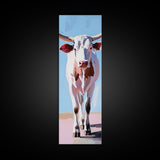 Realistic Longhorn Portrait Framed Canvas Print black cowgirl painting rustic wall art farmhouse decor western art bull and bear art
