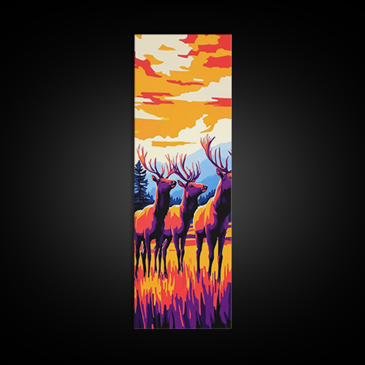 Autumn Elk Silhouette Canvas Print wildlife art southwest wall art orange pink wall art rustic decor gift idea hunting lodge art
