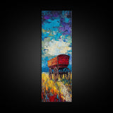 Impressionist Wagon on Blue Canvas Print rustic wall art, farmhouse art, barn landscape oil painting, vintage art, moody art, gift idea him